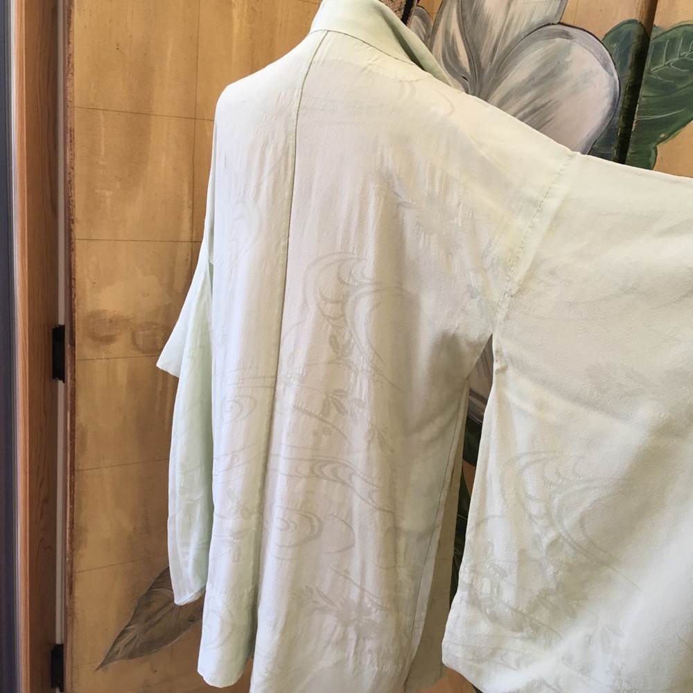 Vintage 1940’s green silk Japanese haori kimono ! - Picture 9 of 15